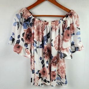 ---SOLD---Sienna Sky Floral Off The Shoulder Top